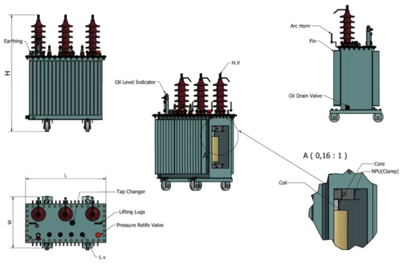 S13 1000kVA Oil Immersed Transformer
